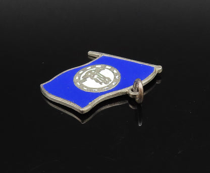 925 Silver  Vintage Kentucky State Seal Blue Enamel Flag Pendant  PT21836