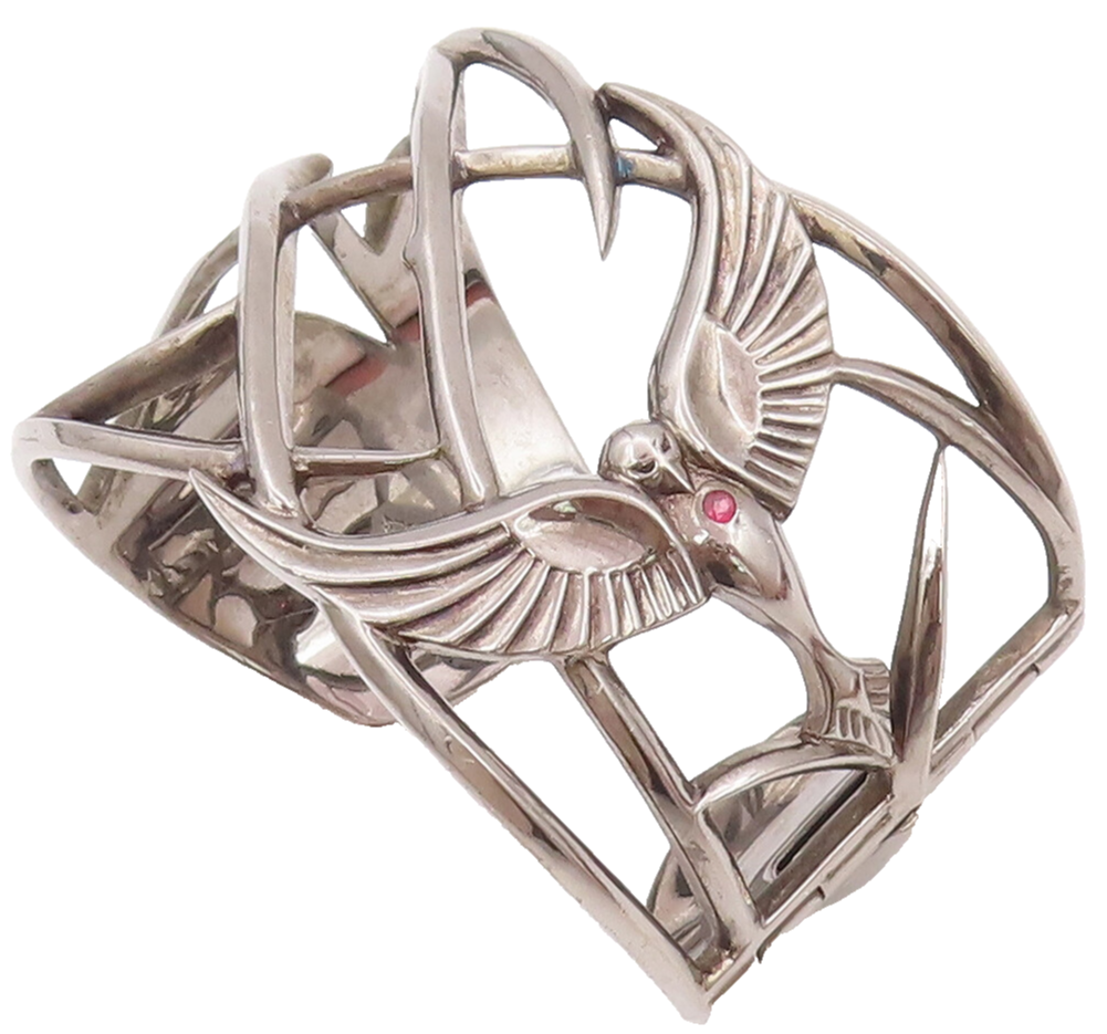925 Sterling Silver Vintage Bracelet STEPHEN WEBSTER Cutout Rare Phoenix BT10458