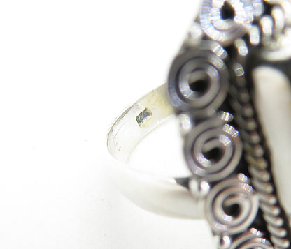 925 Sterling Silver  Tiger's Eye Spiral Border Cocktail Ring Sz 9  RG7878