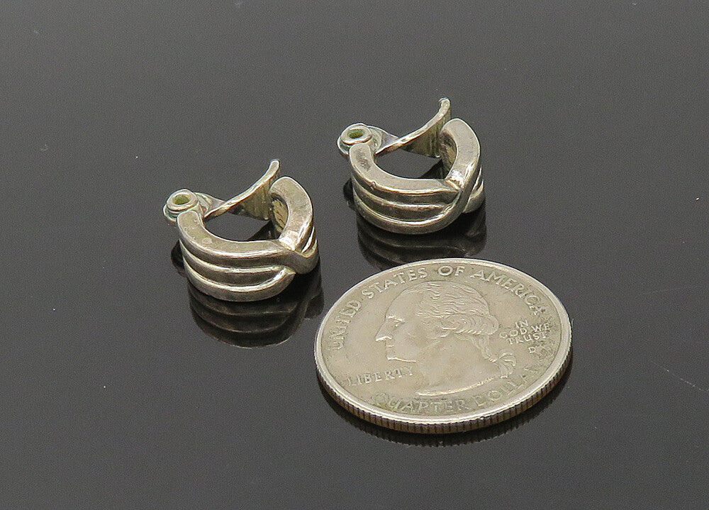 925 Sterling Silver   Vintage Shiny Petite Non Pierce Hoop Earrings  EG10190