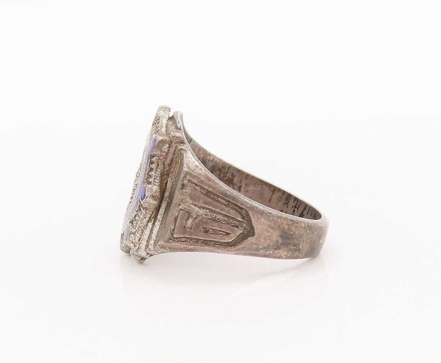 925 Sterling Silver Vintage Ring Antique Enameled High School Ring  Sz 6 RG28204