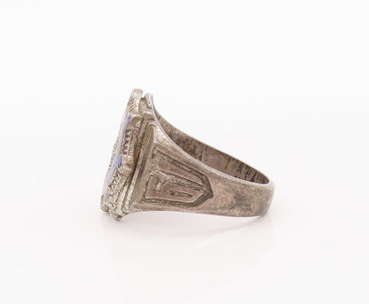 925 Sterling Silver Vintage Ring Antique Enameled High School Ring  Sz 6 RG28204