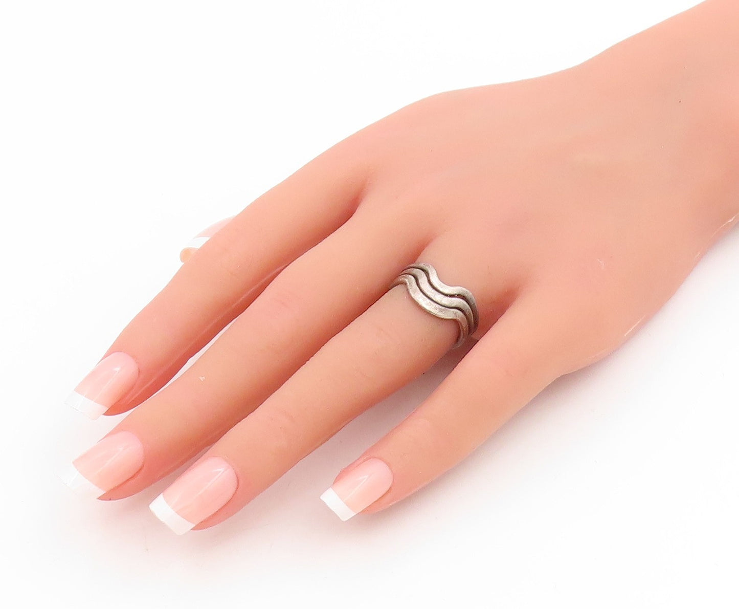 925 Sterling Silver Vintage Ring Minimalist Multi Wave Curvy Band  Sz 6  RG34047