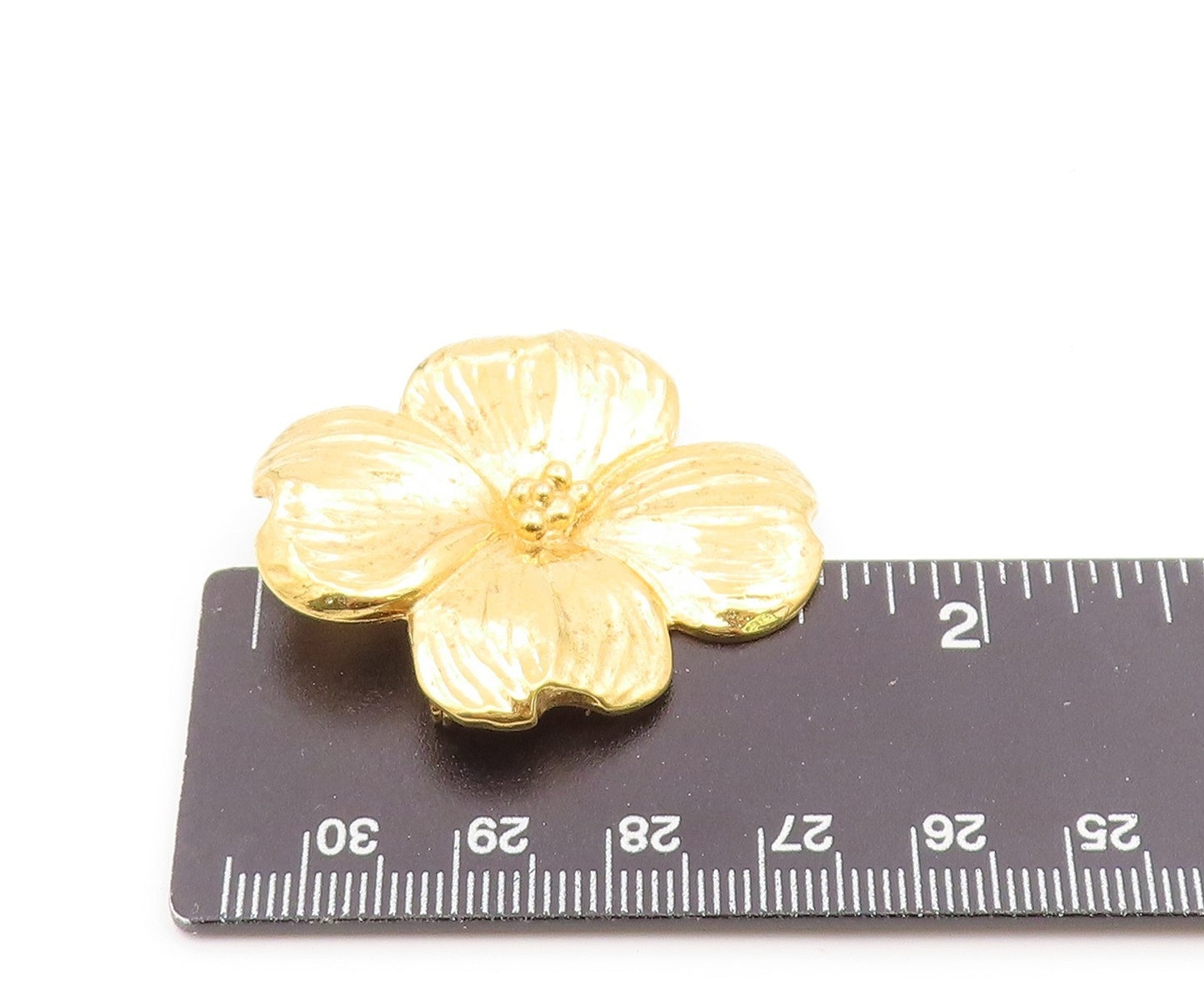 925 Sterling Silver Vintage Brooch Pin Gold Plated HAND & HAMMER Petal  BP12353