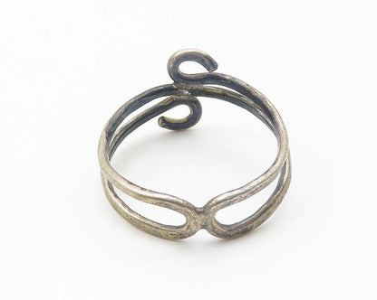 925 Sterling Silver  Vintage Dark Tone Wire Swirl Bypass Ring Sz 7  RG10210