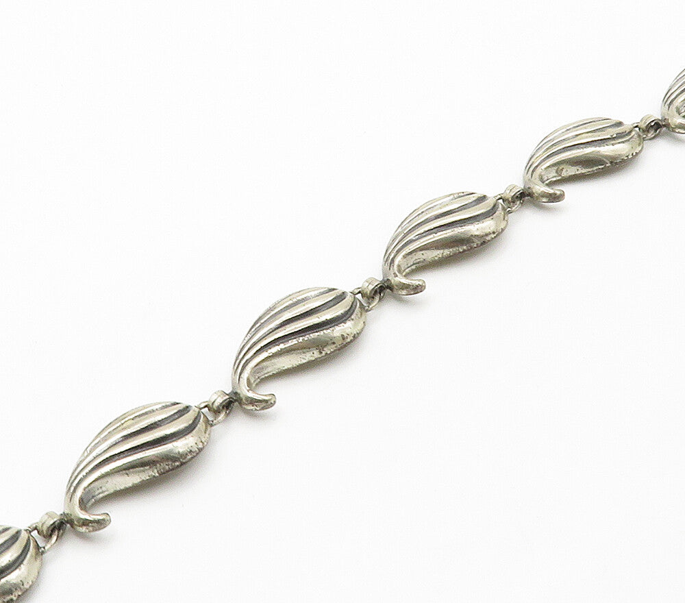 JEWELART 925 Sterling Silver  Vintage Swirl Floral Leaf Chain Necklace  NE2610