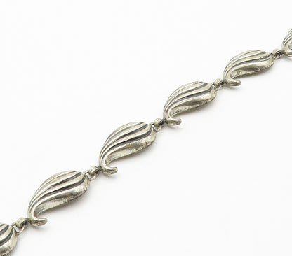 JEWELART 925 Sterling Silver  Vintage Swirl Floral Leaf Chain Necklace  NE2610