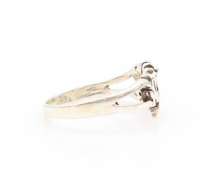 925 Sterling Silver Vintage Ring Designer Jumping Frogs Cutout  Sz 9  RG32865
