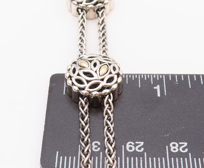 14k Gold 925 Sterling Silver Vintage Bracelet Round Floral Cut Chained  BT11091