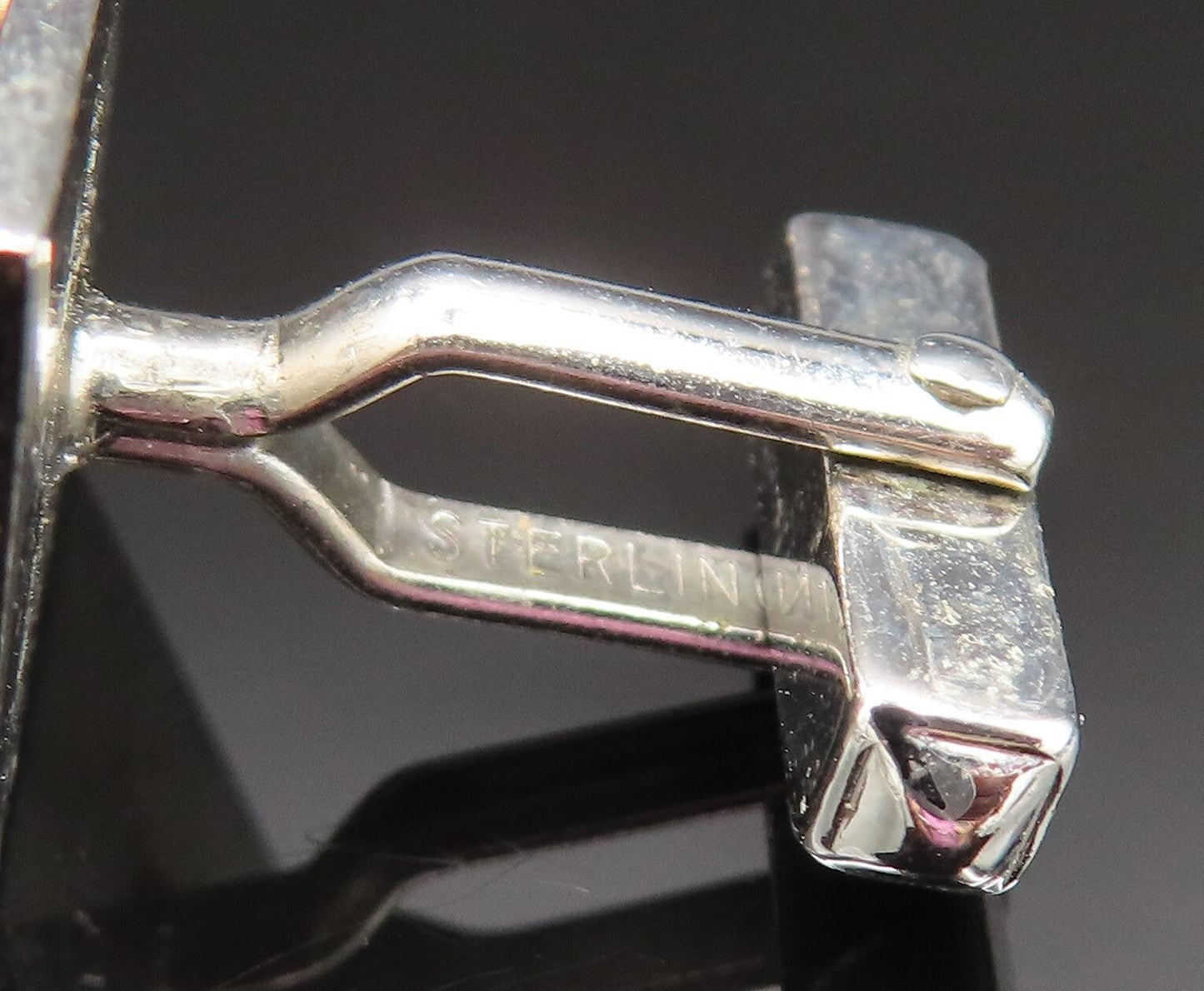 SWANK 925 Silver  Vintage Two Tone Fleur De Lis Shiny Square Cufflinks  TR3357