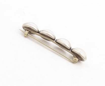 925 Sterling Silver Vintage Brooch Pin Oval Cabochon Cat's Eye Band  BP11370