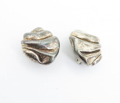 FREDERIC JEAN DUCLOS 925 Silver  Vintage Fluted Non Pierce Earrings  EG2601