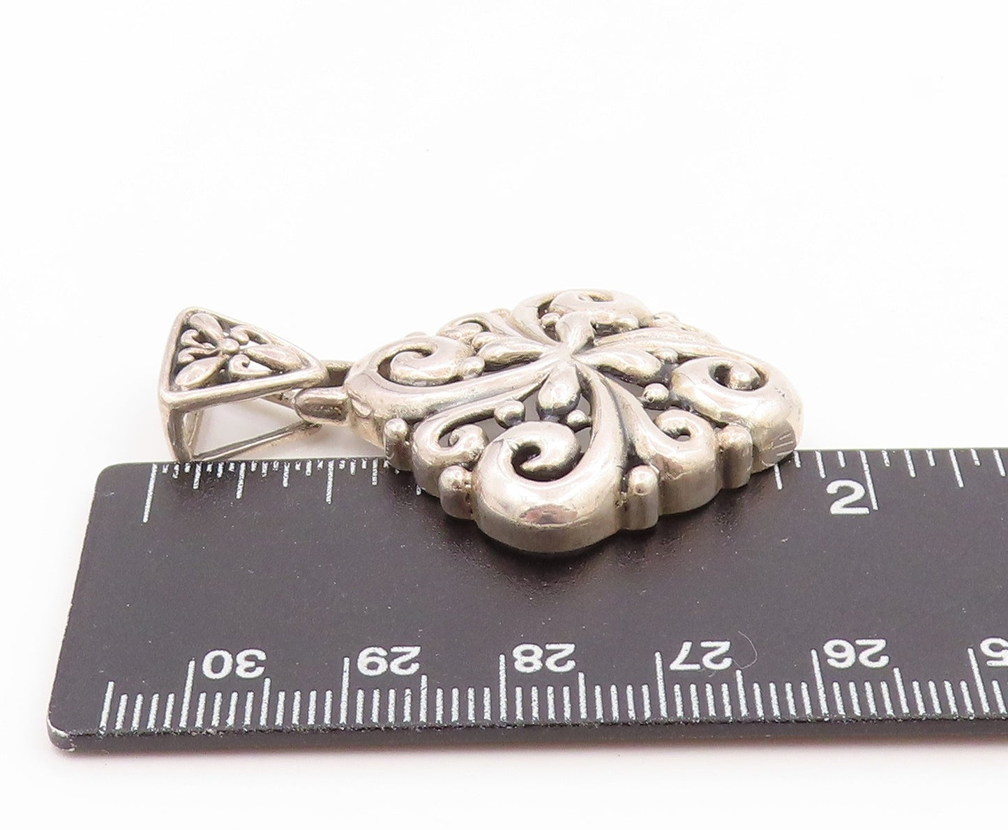 925 Sterling Silver Vintage Pendant Intricate Floral Scrollwork Locket  PT25810