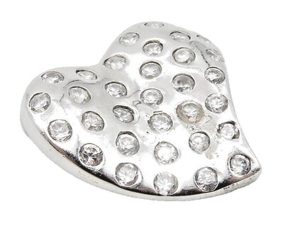 925 Sterling Silver  Shiny Topaz Dotted Shiny Love Heart Pendant  PT9462