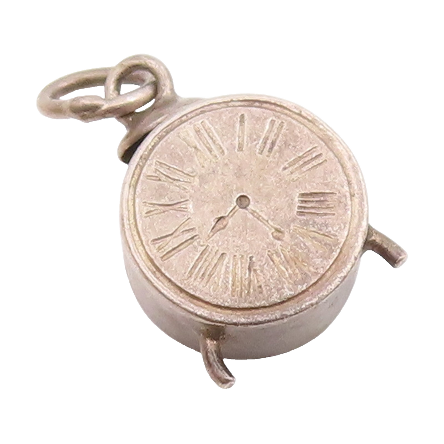 925 Sterling Silver Vintage Petite Dark Tone Alarm Clock Pendant  PT19362