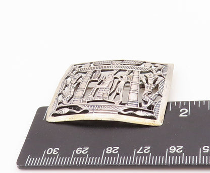 925 Sterling Silver Vintage Brooch Middle East Egyptian Scene Cutout  BP11692