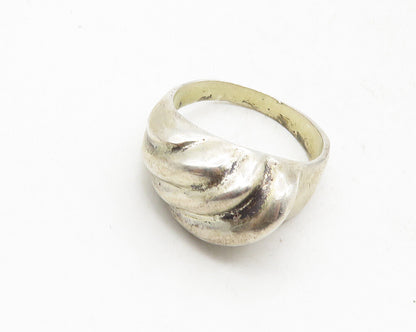 MEXICO 925 Sterling Silver  Vintage Shiny Fluted Dome Band Ring Sz 6.5  RG9757