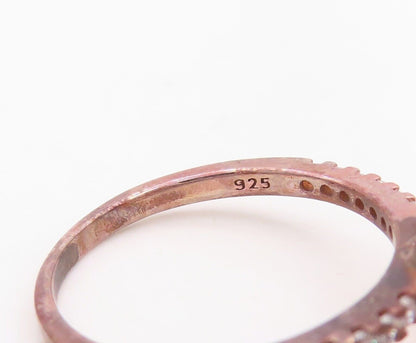 925 Sterling Silver Vintage Ring Rose Gold Plated Morganite & CZ  Sz 7  RG30170