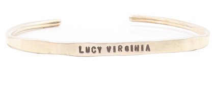 PRAXIS 925 Sterling Silver  Petite Lucy Virginia Stamped Cuff Bracelet  BT2778