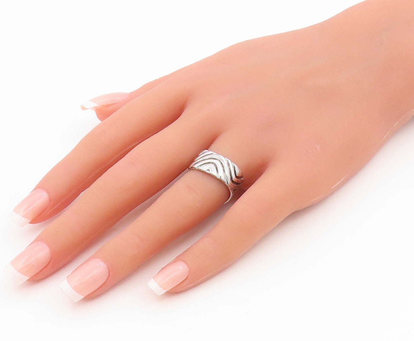 925 Sterling Silver Vintage Ring Textured Wavy Grooved Band  Sz 6.5  RG36000