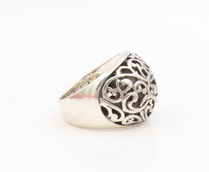 925 Sterling Silver Vintage Ring Intricate Open Scrollwork Dome  Sz 7  RG34965