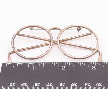 925 Sterling Silver Vintage Brooch Pin Solid Cutout Spectacles Frame  BP10768
