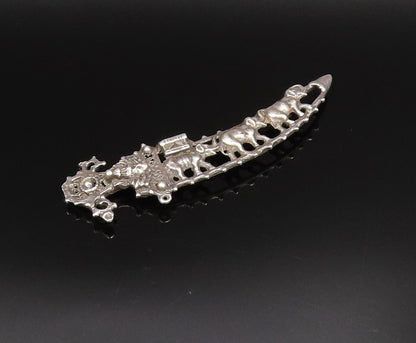 925 Sterling Silver  Vintage Antique Elephant Cutout Sword Brooch Pin  BP9965
