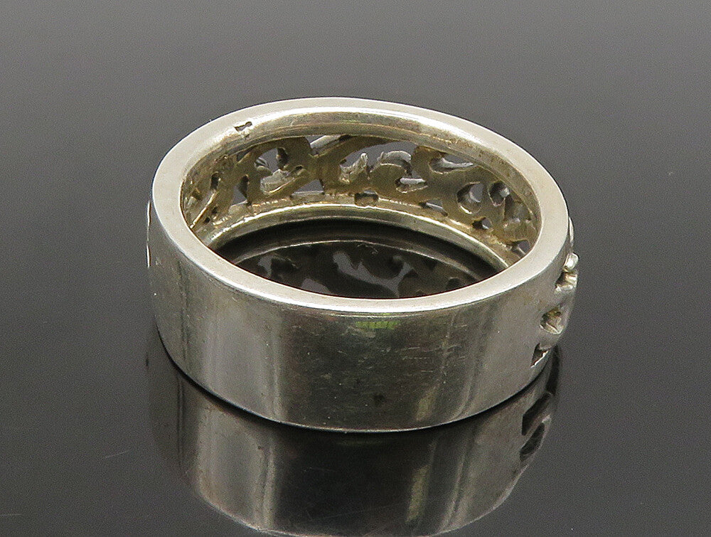 925 Sterling Silver  Vintage Swirl Vine Cut Out Band Ring Sz 10.5  RG24375
