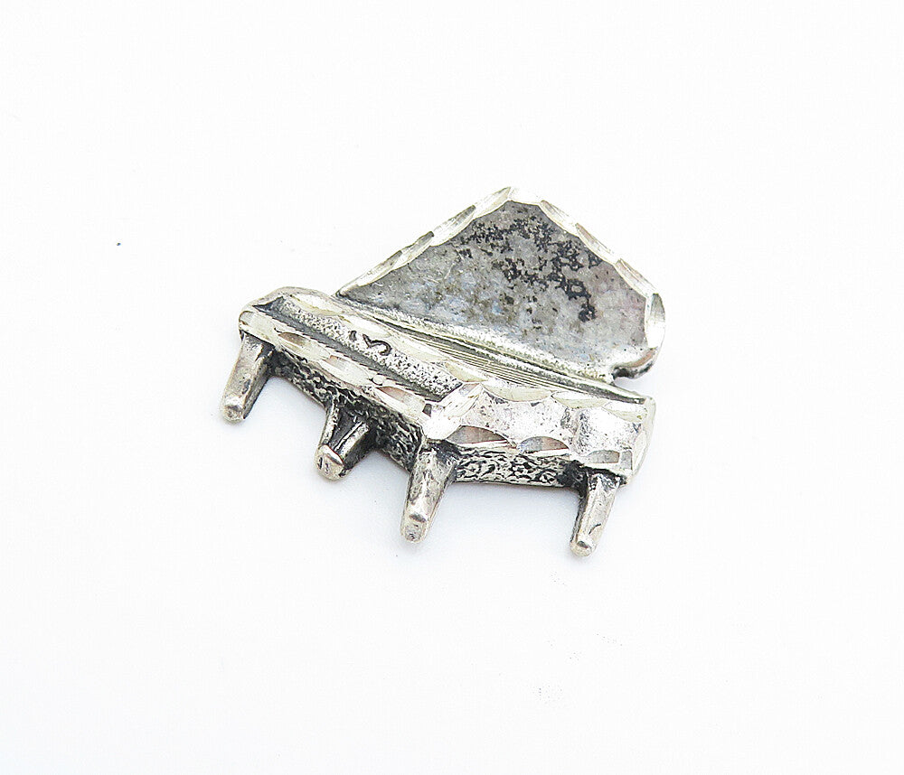 925 Sterling Silver  Vintage Dark Tone Grand Piano Music Motif Pendant  PT5276