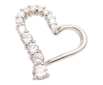 925 Sterling Silver  Vintage Shiny Cubic Zirconia Love Heart Pendant  PT16428