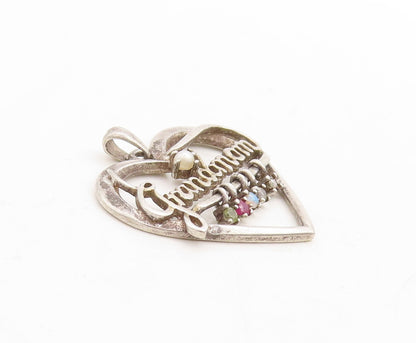 925 Sterling Silver Vintage Pendant LENOX Cutout Pearl Heart For Grandma PT23686