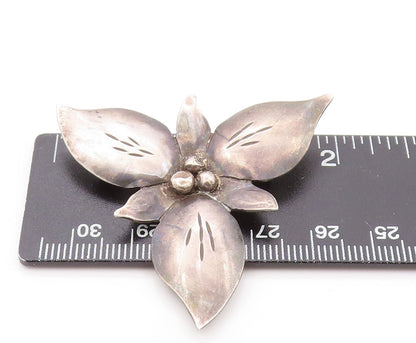 925 Sterling Silver Vintage Brooch BOB FORD Dark Tone Flower Cutout  BP11547