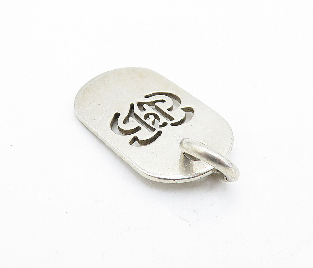 925 Sterling Silver  Vintage Smooth Cutout Design Flat Drop Pendant  PT4772