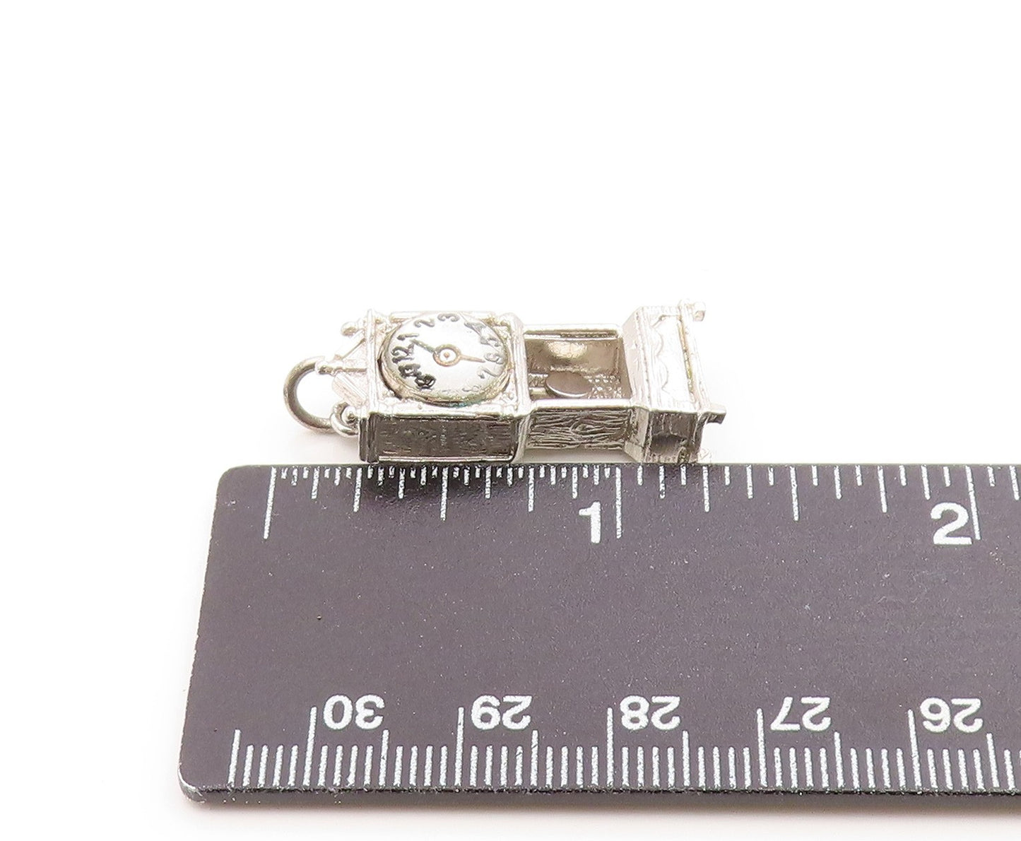 925 Sterling Silver Vintage Pendant BEAU Classic Grandfather Clock Charm PT26277