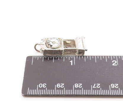 925 Sterling Silver Vintage Pendant BEAU Classic Grandfather Clock Charm PT26277