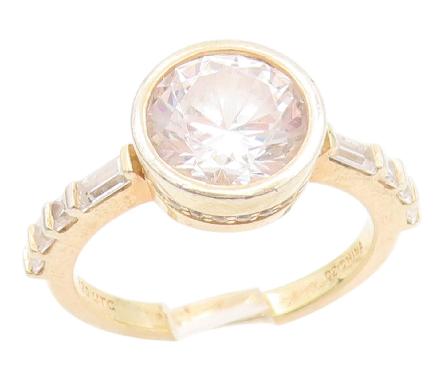 925 Sterling Silver Vintage Ring Gold Plated CZ Statement Band  Sz 8  RG35790