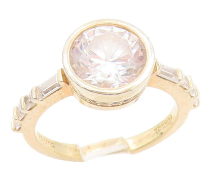925 Sterling Silver Vintage Ring Gold Plated CZ Statement Band  Sz 8  RG35790