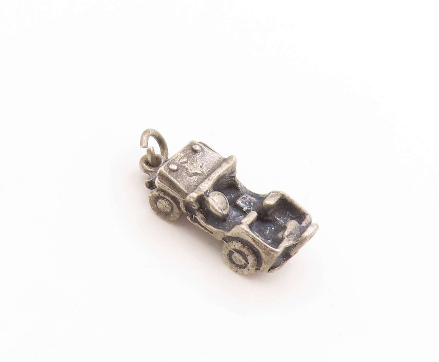 925 Sterling Silver Vintage Pendant Dark Tone Willys Military Jeep Charm PT25128