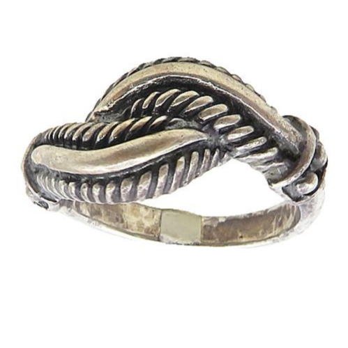 925 Sterling Silver  Vintage Dark Tone Twist Bypass Band Ring Sz 7.5  RG9234