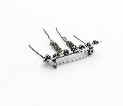 ISRAEL 925 Sterling Silver  Vintage Oxidized Dangling Twist Brooch Pin  BP1583