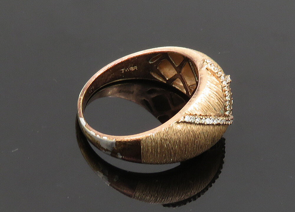 925 Sterling Silver  Vintage Genuine Diamonds Dome Band Ring Sz 10  RG19976