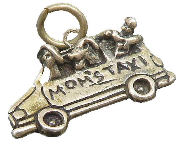 925 Sterling Silver  Vintage Sculpted Mom's Taxi Charm Pendant  PT20135