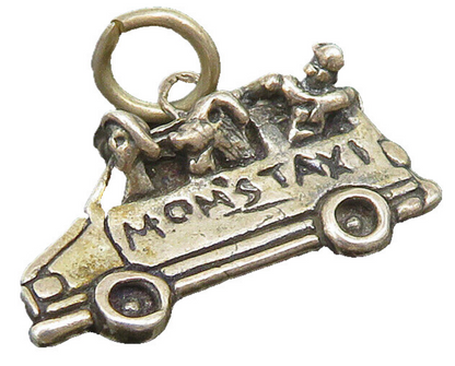 925 Sterling Silver  Vintage Sculpted Mom's Taxi Charm Pendant  PT20135