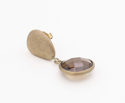 925 Sterling Silver Vintage Earrings Faceted Smoky Quartz Elegant Drops  EG13917