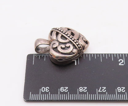 925 Sterling Silver  Vintage Swirl Detail Open Love Heart Pendant  PT19890