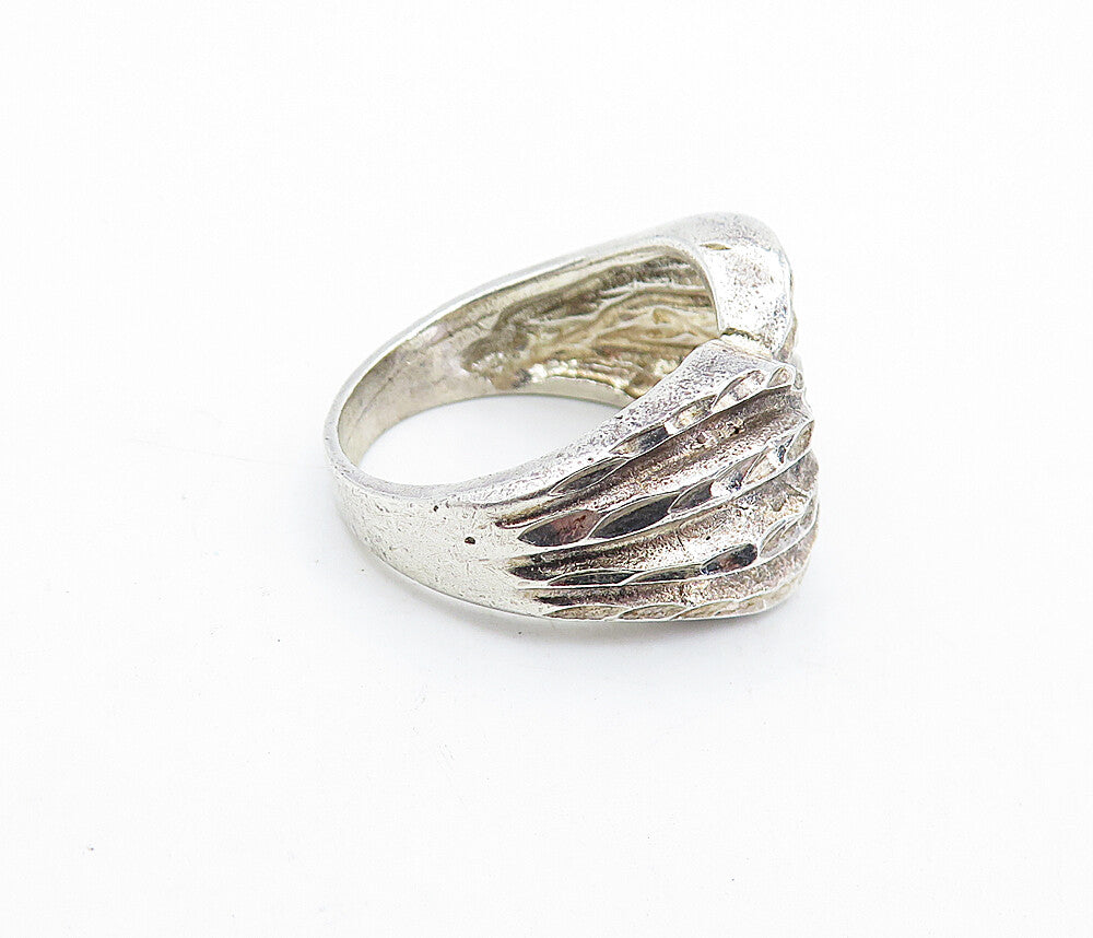 925 Sterling Silver  Vintage Dark Tone Bow Tie Designed Band Ring Sz 7  RG6255