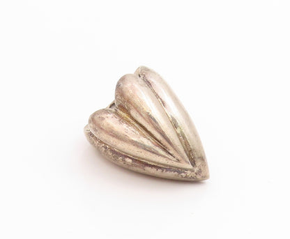 925 Sterling Silver Vintage Ring Ribbed Puffy Fluted Heart Band  Sz 5.5  RG33774