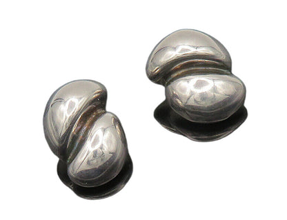 DESIGNER 925 Sterling Silver  Vintage Shiny Hollow Non Pierce Earrings  EG9307