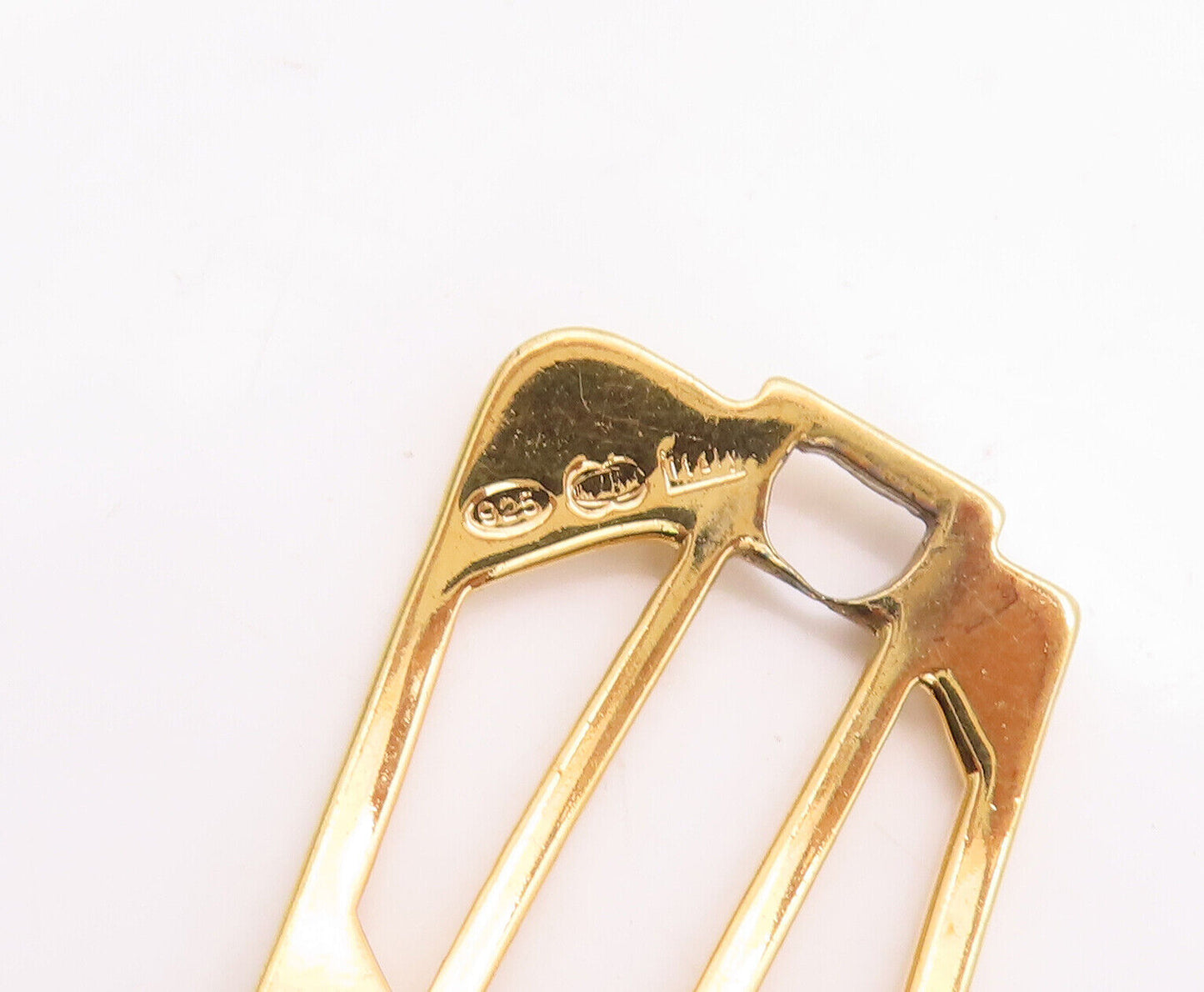 925 Sterling Silver Vintage Bracelet Gold Plated Cutout Designer   BT10645
