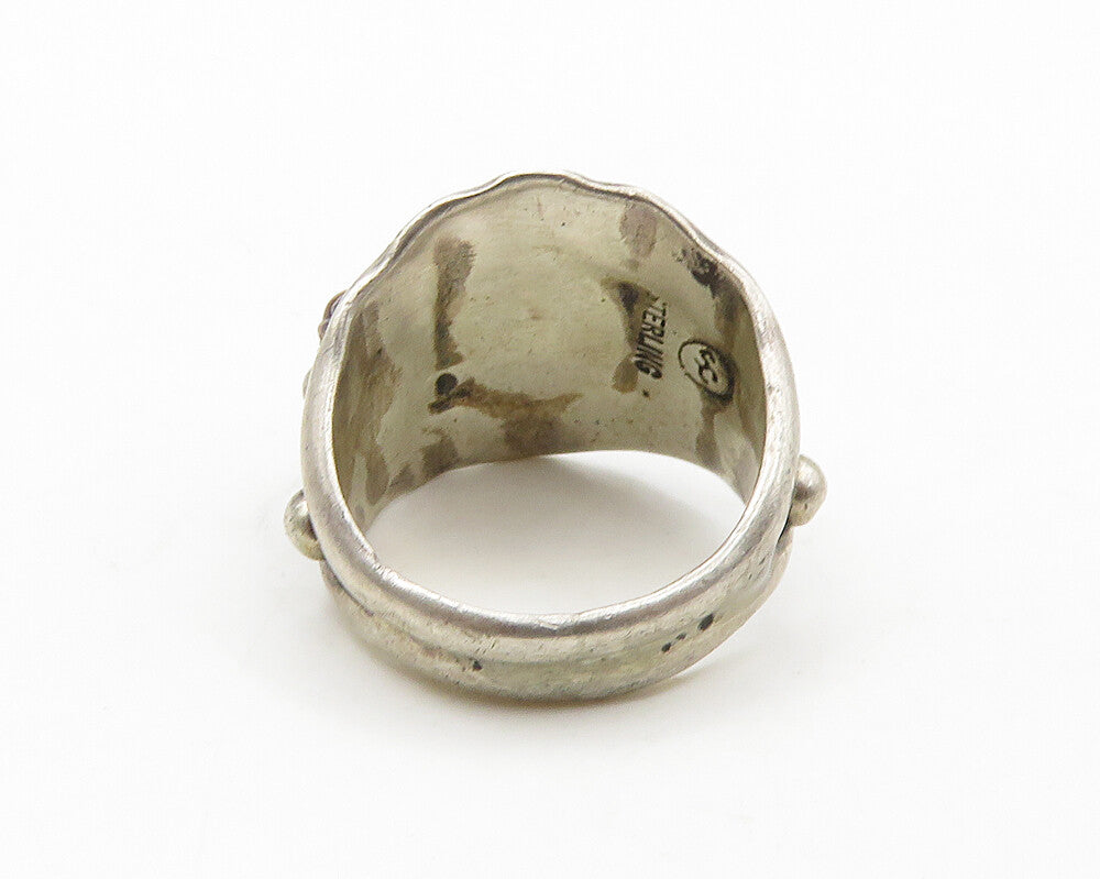 NAVAJO 925 Sterling Silver  Vintage Cabochon Cut Tiger's Eye Ring Sz 5  RG19851
